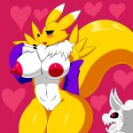 breasts canine clitoris clothing demon digimon duo female invalid_tag itisjoidok joid_(itisjoidok) mammal monochrome pussy renamon simple_background solo_focus 