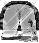  1girl ass bare_legs barefoot bulge cameltoe commentary erection erection_under_clothes faceless faceless_male footjob footjob_over_clothes from_side glass_chair greyscale hand_on_own_cheek heart hetero hibiki_yuuta jacket long_hair long_sleeves lying miniskirt monochrome motion_lines multiple_views on_back panties pants pov profile pussy_juice short_sleeves sitting skirt ssss.gridman stusiosanso sweater_vest takarada_rikka underwear upskirt 