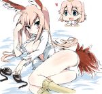  arm_support ass blonde_hair blue_eyes blush bow breasts cleavage goggles goggles_removed hair_bow hanna-justina_marseille head_wings kneehighs large_breasts long_hair lying multiple_girls on_side panties pink_hair raisa_pottgen short_hair smile strike_witches thighs underwear white_panties world_witches_series yuzuyoukan 
