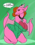  2018 anthro arnachy bottomless clothed clothing collar digital_media_(artwork) dragon female hi_res horn looking_at_viewer off_shoulder rose_(natsunomeryu) solo sweater wings 