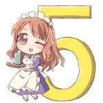  ;) apron asahina_mikuru brown_eyes chibi commentary_request countdown eyebrows_visible_through_hair full_body long_hair maid maid_apron one_eye_closed open_mouth simple_background smile solo suzumiya_haruhi_no_yuuutsu taiki_(6240taiki) white_background 