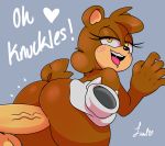  &lt;3 absurd_res ahegao anthro balls bear butt dialogue disembodied_hand disembodied_penis duo english_text erection fan_character female fiinel half-closed_eyes hi_res knuckles_the_echidna looking_pleasured male male/female male_penetrating mammal penetration penis saliva sex signature solo_focus sonic_(series) text tongue tongue_out vein veiny_penis yellow_eyes 