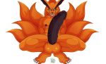  2018 animal_genitalia balls big_balls big_penis blackbear canine claws demon fox fur kneeling kurama long_tail male mammal multi_tail muscular muscular_male naruto nipples orange_fur penis sharp_teeth sheath smile tailed_beast teeth vein veiny_penis 