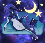  1girl blue_hair breasts dog furry long_hair open_mouth red_eyes solo xan 