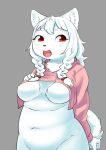  1girl 848siba dog furry long_hair open_mouth red_eyes solo sweater white_hair 