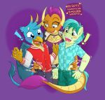  ! 2018 anthro anthrofied avian b;udh caroo choker clothing equine female friendship_is_magic gallus_(mlp) group gryphon horse male mammal my_little_pony pony sandbar_(mlp) smolder_(mlp) tickling 