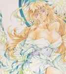  1girl bare_shoulders blonde_hair breasts cleavage japanese_clothes large_breasts long_hair milla_maxwell red_eyes tagme tales_of_(series) tales_of_xillia 