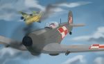  16:10 2018 aircraft airplane azaly braided_hair cloud fire flying hair hi_res pe-2 peshka poland russian sergal sleepyalbus solo_focus soviet_union spitfire world_war_2 