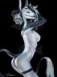  2018 anthro black_background blue_eyes breasts butt digital_media_(artwork) feline female levelviolet mammal nipples nude simple_background solo standing 