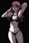  1girl artist_request bikini black_swimsuit breasts brown_eyes brown_hair cleavage mugino_shizuri navel simple_background solo swimsuit to_aru_kagaku_no_railgun to_aru_majutsu_no_index 