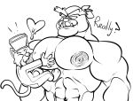  &lt;3 abs anthro big_muscles big_nipples big_pecs bobthetanuki bulldog canine cat clothed clothing dog dribble duo english_text eyebrows feline larger_male male male/male mammal monochrome muscular muscular_male nipple_play nipple_suck nipples nude pecs simple_background size_difference smaller_male spitz_(warioware) sucking text thick_eyebrows video_games warioware 