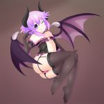  ass blush d-pad d-pad_hair_ornament demon_girl demon_horns demon_wings hair_ornament horns looking_at_viewer neptune_(choujigen_game_neptune) neptune_(series) one_eye_closed purple_eyes purple_hair santystuff short_hair smile solo succubus tail tongue tongue_out wings 