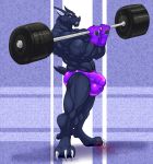  2018 3_toes 5_fingers abs anthro bat bicep_curl biceps black_skin bulge claws clothed clothing digitigrade exercise eyebrows giovanni_(hungothenomster) gloves humanoid_penis hungothenomster male mammal muscular muscular_male muscular_thighs pawpads paws pecs penis penis_shaped_bulge red_eyes sharp_teeth simple_background smile solo standing sweat teeth tight_underwear toes topless underwear weightlifting workout 