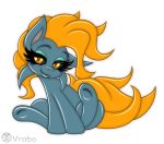  2018 alpha_channel amber_eyes ant arthropod black_sclera blue_fur equine eyelashes female feral fluffy fluffy_tail friendship_is_magic fur hair half-closed_eyes hooves horse hybrid imp insect iqua_kicks lips long_eyelashes long_hair makeup mammal my_little_pony orange_hair orange_tail pony quadruped sitting smile solo vrabo 