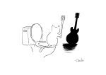  ambiguous_gender black_and_white cat feline guitar hi_res humor line_art mammal monochrome musical_instrument rear_view shadow shadow_puppet solo tango_gao toilet toilet_brush 