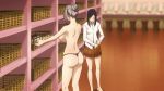  10s 2girls animated animated_gif ass bathroom black_hair breasts changing_room female grey_hair kurihara_mari_(kangoku) large_breasts long_hair multiple_girls panties prison_school shiraki_meiko sideboob silver_hair underwear undressing 