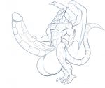  2018 abs alien anthro balls big_balls claws dragon hand_on_penis hyper hyper_penis long_tail male metroid muscular muscular_male nintendo pecs penis ridley scalie side_view simple_background smile solo spike_(disambiguation) standing unknownwolf vein veiny_penis video_games white_background wings 