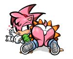  butt camel_toe clothing dress eyelashes female footwear fur gloves hairband hedgehog licking looking_back mammal panties pink_fur rosy_the_rascal shoe_laces shoes simple_background skirt solo sonic_(series) spikey_hair tasteydonuts tongue tongue_out underwear upskirt 