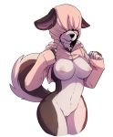  anthro big_breasts blush breasts canine claws clothed clothing curtain_doggo_(photonoko) dog female fur hi_res huge_breasts livinthelife0friley mammal meme nipples nude open_mouth pussy shy simple_background solo sweater twitter_hoodie 