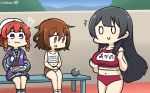  +++ 3girls agano_(kantai_collection) alternate_costume bike_shorts black_hair black_shorts blue_skirt braid breasts brown_eyes brown_hair cannonballs chopsticks collarbone commentary dated eating etorofu_(kantai_collection) eyebrows_visible_through_hair fang fish food food_on_face gloves hamu_koutarou happi hat highres holding holding_chopsticks ikazuchi_(kantai_collection) japanese_clothes kantai_collection large_breasts long_hair long_sleeves multiple_girls name_tag navel partially_translated pleated_skirt purple_eyes red_hair short_hair shorts shorts_under_skirt sitting skirt smile translation_request twin_braids white_gloves white_hat 