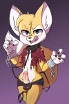  2018 anthro black_nose blush bulge canine clothed clothing collar costume digital_drawing_(artwork) digital_media_(artwork) erection fangs fox fur hair halloween hi_res holidays leash looking_at_viewer male mammal multicolored_fur open_mouth penis piercing simple_background smile solo standing thick_thighs tongue tongue_out torn_clothing underwear were werefox white_fur ziggy_fox 