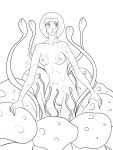  body_veins breasts erika_(pok&eacute;mon) female flora_fauna flower fusion headband leaf line_art monster_girl_(genre) nintendo nipples not_furry nude petals plant pok&eacute;mon pussy simple_background solo thatnewbartist transformation video_games vines 