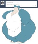  apron big_arms big_breasts breasts cleavage clothed clothing english_text female fur green_fur huge_breasts hyper mammal mature_female nintendo pok&eacute;mon pok&eacute;mon_(species) rakashama small_head snorlax text thick_thighs video_games wide_hips 
