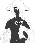  black_fur breasts canine dog ears_down fur hair hand_heart husky mammal nipples oppai_heart pussy saw_(thewallspaintedred) small_breasts solo thewallspaintedred unamused white_eyes white_fur white_hair 