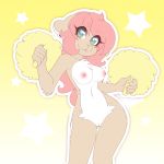  &lt;3 &lt;3_eyes 2018 animated anthro breasts caprine digital_media_(artwork) female hair hi_res holding_object long_hair looking_at_viewer mammal navel nipples nude pink_hair pom_poms pussy sheep solo tolsticot 