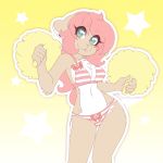  &lt;3 &lt;3_eyes 2018 animated anthro caprine clothing digital_media_(artwork) female hair hi_res holding_object long_hair looking_at_viewer mammal navel pink_hair pom_poms sheep solo tolsticot 