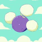  :3 ambiguous_gender cloud day digital_media_(artwork) feral green_sky jumpluff leaves midair nintendo open_mouth outside plant pok&eacute;mon pok&eacute;mon_(species) purple_body purple_eyes sky solo umarun-k video_games 