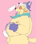  belly blush canine censored clothing cum cum_in_mouth cum_inside cusith disembodied_penis dog erection fur gloves halloween hat holidays male mammal mostly_nude nipples oral penis scarf slightly_chubby tokyo_afterschool_summoners yellow_fur 