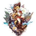  artist_request boots cannon dragalia_lost eyepatch full_body gem hat holding karina_(dragalia_lost) looking_at_viewer non-web_source official_art pirate pirate_hat pirate_ship shine sitting solo transparent_background treasure_chest 