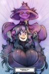  1girl breasts creatures_(company) game_freak gen_4_pokemon hex_maniac_(pokemon) huge_breasts lactation lactation_through_clothes mismagius nintendo pokemon purple_eyes purple_hair pwcsponson 