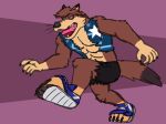  anthro canine clothed clothing destruction footwear male mammal shoes torn_clothing tunawuff_(artist) were werewolf 