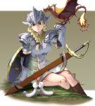  animal animal_on_hand arm_support armor blonde_hair blue_eyes breastplate breasts bug curvy dragon gauntlets heart helmet highres insect kiss legs_together long_hair looking_down masao mole mole_under_eye monster original parted_lips pauldrons sheath sheathed shield sitting skirt socks solo sword tunic valkyrie weapon wyvern 