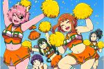  6+girls :i ashido_mina asui_tsuyu bare_arms bare_shoulders black_hair black_sclera blue_eyes blush blush_stickers boku_no_hero_academia breasts brown_hair cheerleader closed_mouth confetti eyes_closed green_hair hagakure_tooru horns impossible_clothes invisible jen-jen_rose jirou_kyouka long_hair medium_breasts midriff multiple_girls navel one_eye_closed open_mouth pink_hair pink_skin pom_poms ponytail purple_hair short_hair sidelocks skirt smile socks standing tied_hair uraraka_ochako yaoyorozu_momo yellow_eyes 