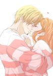  1boy 1girl blonde_hair hetero kiss long_hair nami_(one_piece) one_piece orange_hair sanji smile 