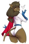  &lt;3 2018 bedroom_eyes breasts brown_fur brown_hair butt butt_pose cat clothed clothing cosplay dbaru dc_comics digital_media_(artwork) feline female freckles fur furgonomics gloves hair half-closed_eyes leotard long_hair looking_at_viewer looking_back mammal miranda_(wakfu) power_girl rear_view seductive smile solo tight_clothing wakfu 