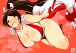  1girl breasts donson fatal_fury huge_breasts open_mouth ponytail shiranui_mai smile 