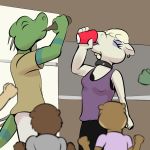  alcohol beverage bra breasts clothing collar drinking ear_piercing eyes_closed female iguana lizard makeup male mammal mustelid otter party piercing reptile scalie thunderouserections underwear 