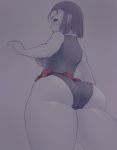  1girl ass belt breasts brown_hair curvy dc_comics forehead_jewel huge_ass large_breasts leotard looking_at_viewer looking_back maarthul purple_eyes raven_(dc) short_hair solo teen_titans thick_thighs thighs wide_hips 