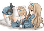  2girls catfight girls_frontline kuwamori leg_lock legs long_hair multiple_girls panties panties_under_pantyhose pantyhose pantyshot smile suomi_kp31_(girls_frontline) tagme tongue underwear yuri 