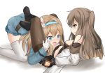  2girls catfight girls_frontline k-2_(girls_frontline) kuwamori leg_lock legs long_hair multiple_girls panties panties_under_pantyhose pantyhose pantyshot smile suomi_kp31_(girls_frontline) tagme tongue underwear yuri 