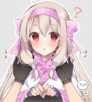  :o ? ainu_clothes bangs black_legwear blush bow commentary_request eyebrows_visible_through_hair fate/grand_order fate_(series) fingerless_gloves gloves grey_background hair_between_eyes hair_bow hair_tubes hairband hand_in_hair highres holding_another's_hair illyasviel_von_einzbern light_brown_hair long_hair long_sleeves looking_at_viewer open_mouth out_of_frame outline pantyhose parted_lips pink_bow pink_hairband pov pov_hands purple_gloves red_eyes simple_background sino_(sionori) sitonai solo_focus spoken_expression very_long_hair white_bow white_outline 