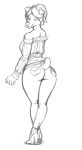  2018 anthro butt butt_pose canine clothed clothing digital_media_(artwork) dog female hair jeans looking_at_viewer mammal pants renabu rottweiler smile solo standing 