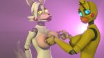  2018 3d_(artwork) animated animatronic anthro avian big_breasts bird breast_grab breasts canine digital_media_(artwork) female five_nights_at_freddy&#039;s five_nights_at_freddy&#039;s_2 fox glowing glowing_eyes hand_on_breast looking_at_viewer loop machine mammal mangle_(fnaf) nipples nobody3 nude open_mouth robot simple_background source_filmmaker toy_chica_(fnaf) video_games 