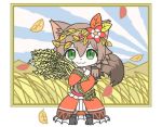  1girl brown_hair cat cat_busters cat_spanners furry green_eyes smile solo 