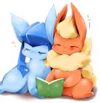  2018 ambiguous_gender azuma_minatsu duo eeveelution feral flareon glaceon nintendo pok&eacute;mon pok&eacute;mon_(species) simple_background sleeping video_games white_background 