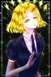  androgynous blonde_hair colored_eyelashes crystal_hair elbow_gloves esol_98 gem_uniform_(houseki_no_kuni) gloves highres houseki_no_kuni looking_at_viewer necktie short_hair solo upper_body white_skin yellow_diamond_(houseki_no_kuni) yellow_eyes 